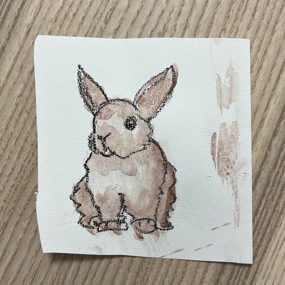 Original Artwork Bunny Rabbit Water color and charcoal - Picture 2 of 3